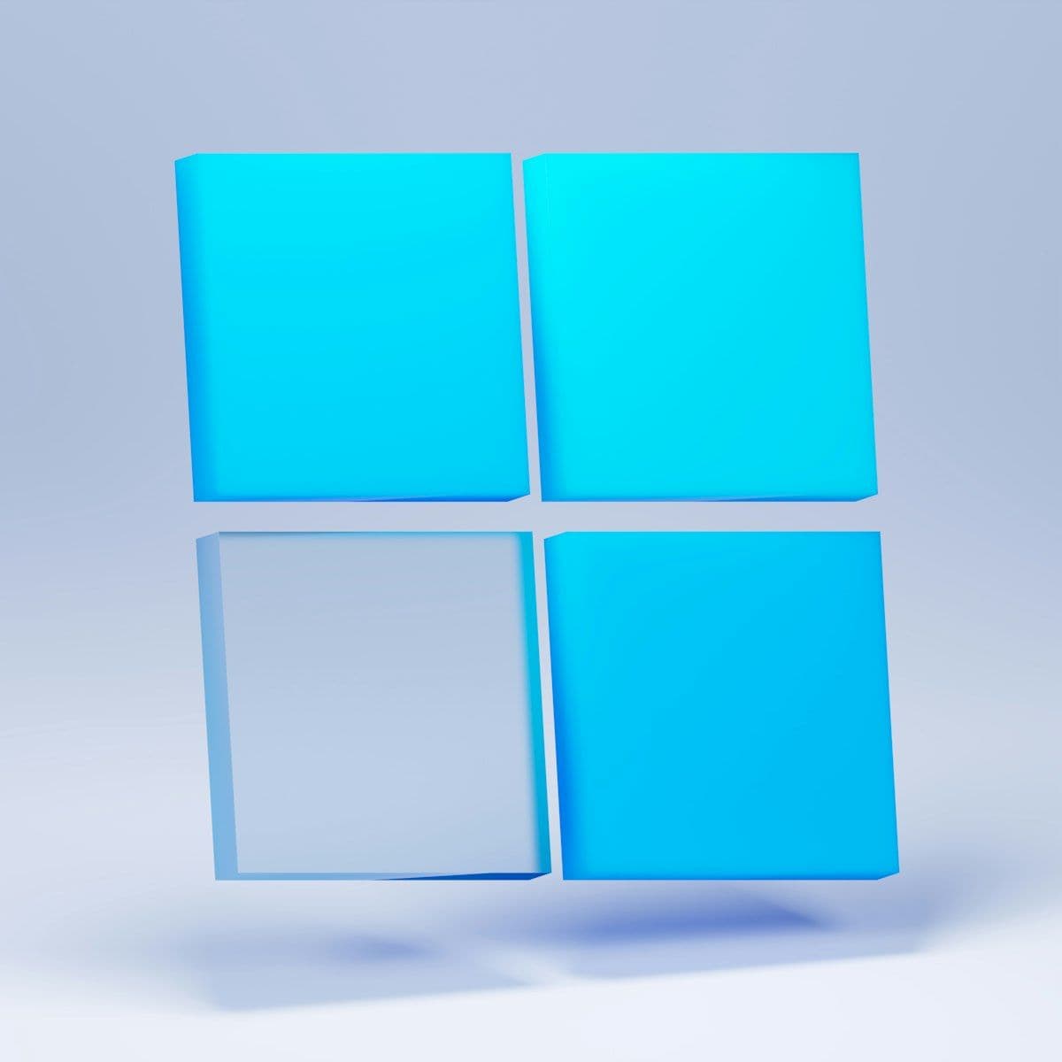 Abstract 3D rendering evoking the Windows logo
