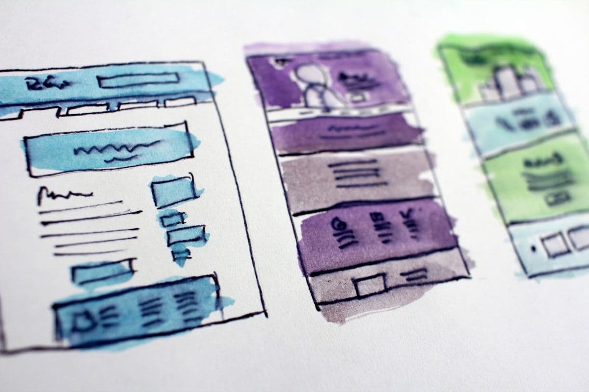 Hand-drawn website wireframe sketches